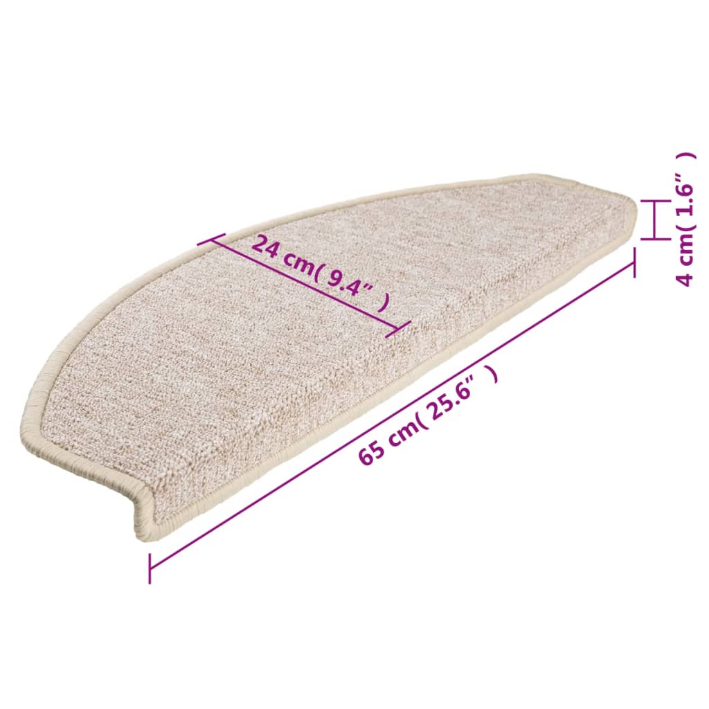 Tapetes de escada 15 peças 65x24x4 cm cinza-claro semicircular grande
