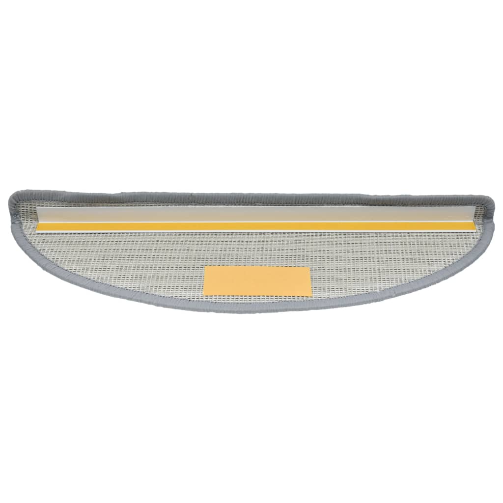 Tapetes de escada 15 peças 56x17x3 cm cinza semicircular