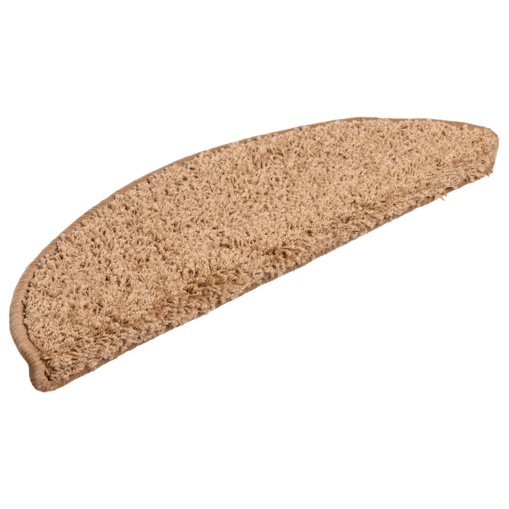 Tapetes de escada 15 peças 56x17x3 cm bege semicircular