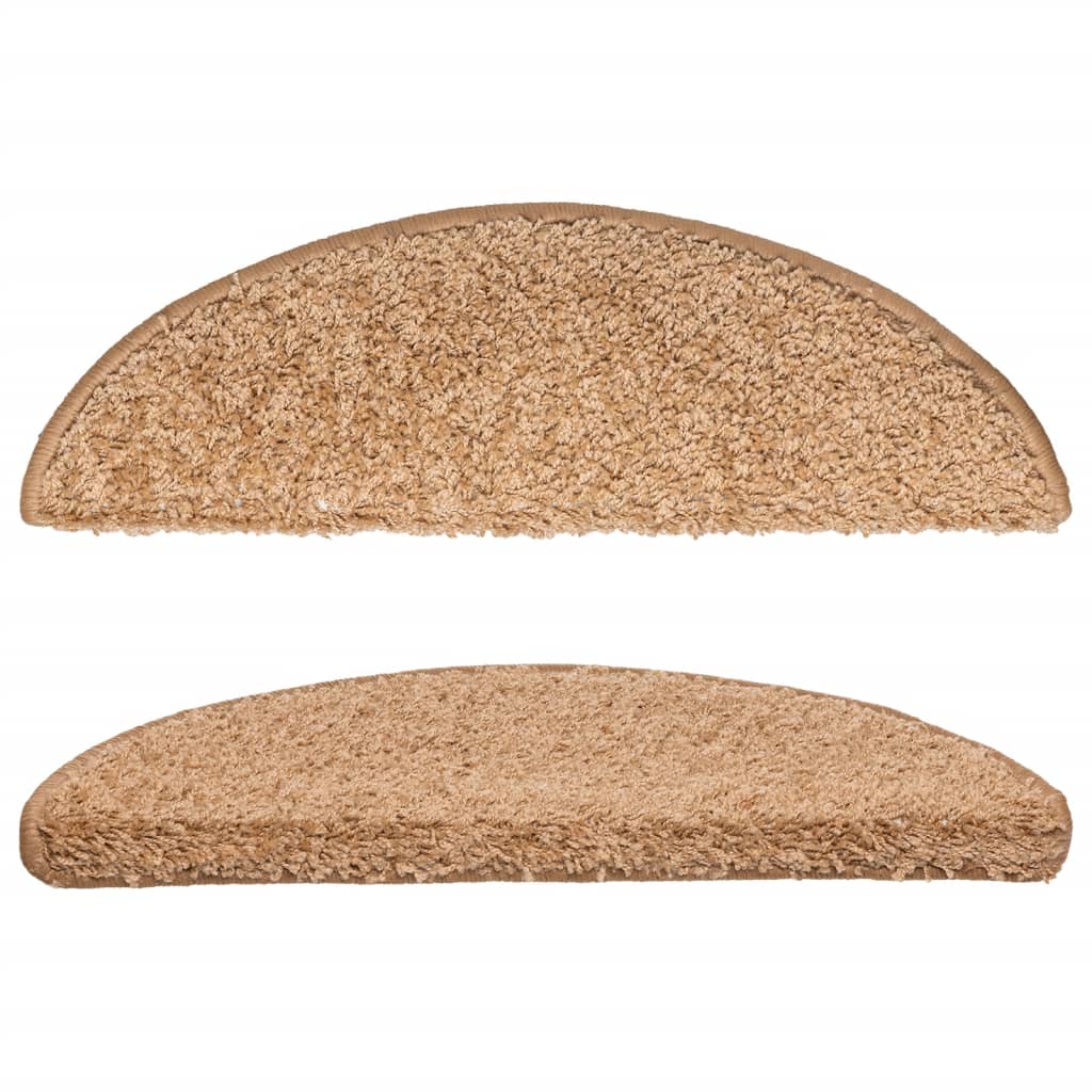 Tapetes de escada 15 peças 56x17x3 cm bege semicircular