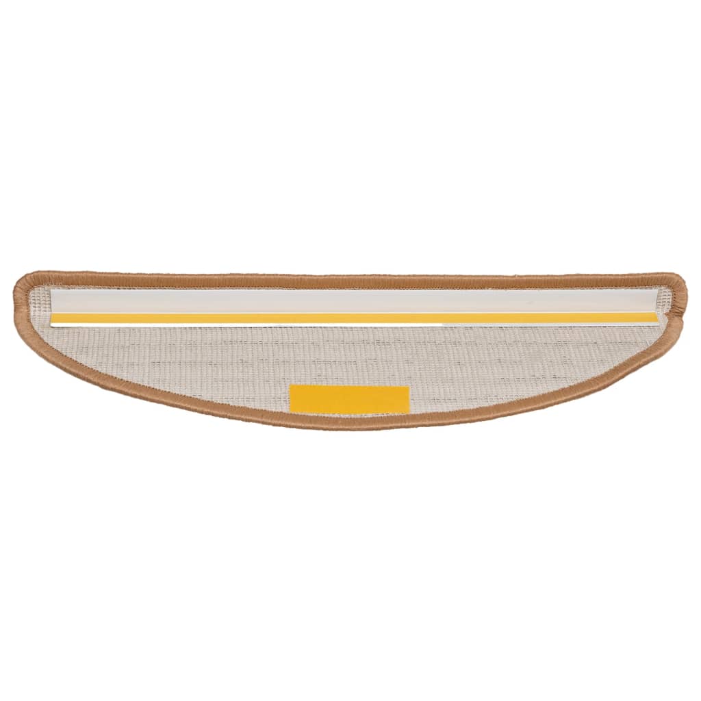 Tapetes de escada 15 peças 56x17x3 cm bege semicircular