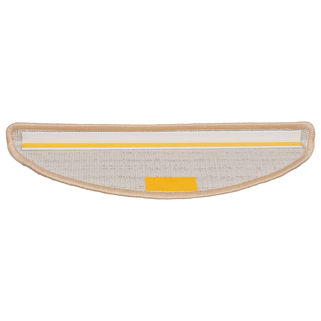 Tapetes de escada 15 peças 56x17x3 cm creme semicircular