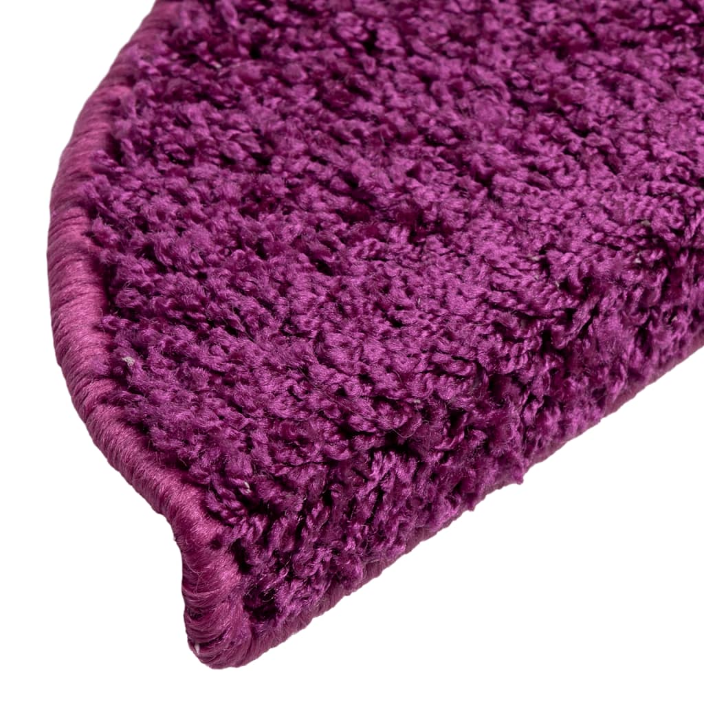 Tapetes de escada 15 peças 56x17x3 cm violeta semicircular