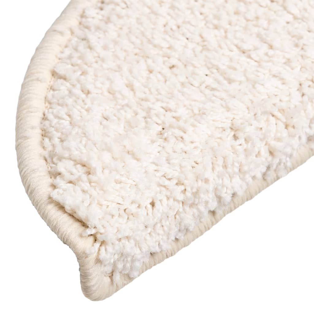 Tapetes de escada 15 peças 56x17x3 cm branco semicircular