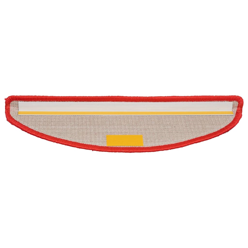 Tapetes de escada 15 peças 56x17x3 cm vermelho semicircular