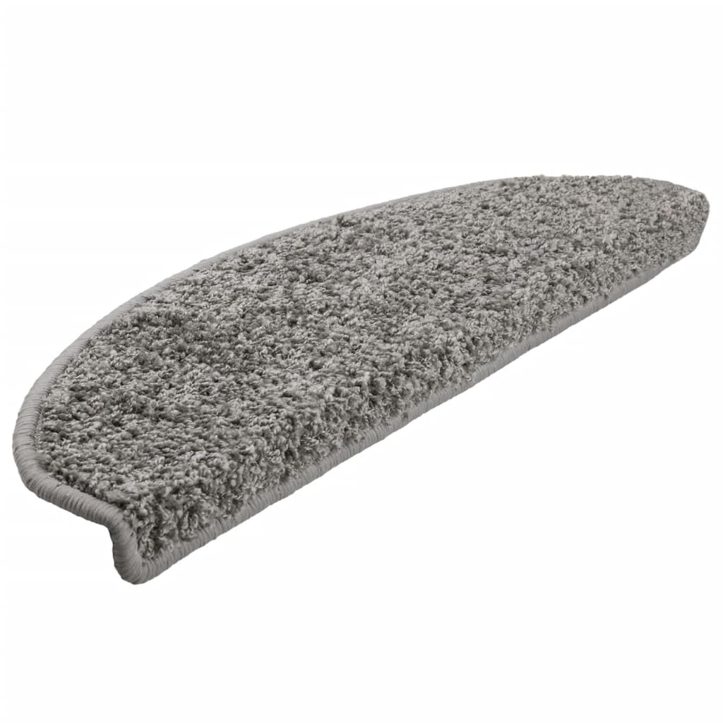Tapetes de escada 15 peças 65x21x4 cm cinza semicircular grande