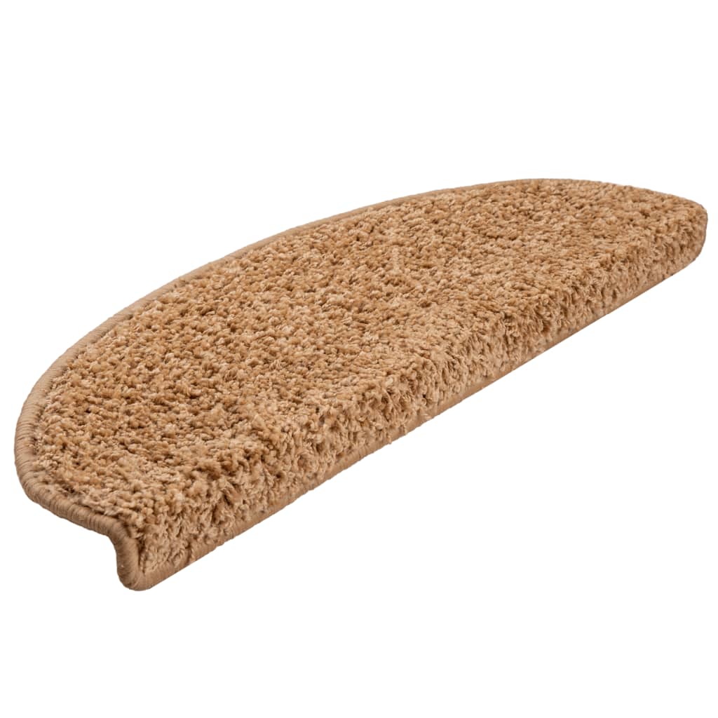 Tapetes de escada 15 peças 65x21x4 cm bege semicircular grande