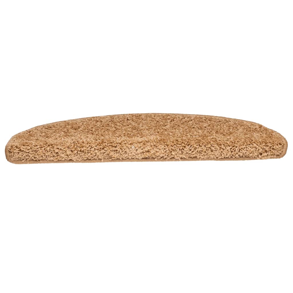 Tapetes de escada 15 peças 65x21x4 cm bege semicircular grande