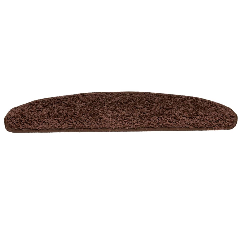 Tapetes de escada 15 peças 65x21x4 cm marrom semicircular grande