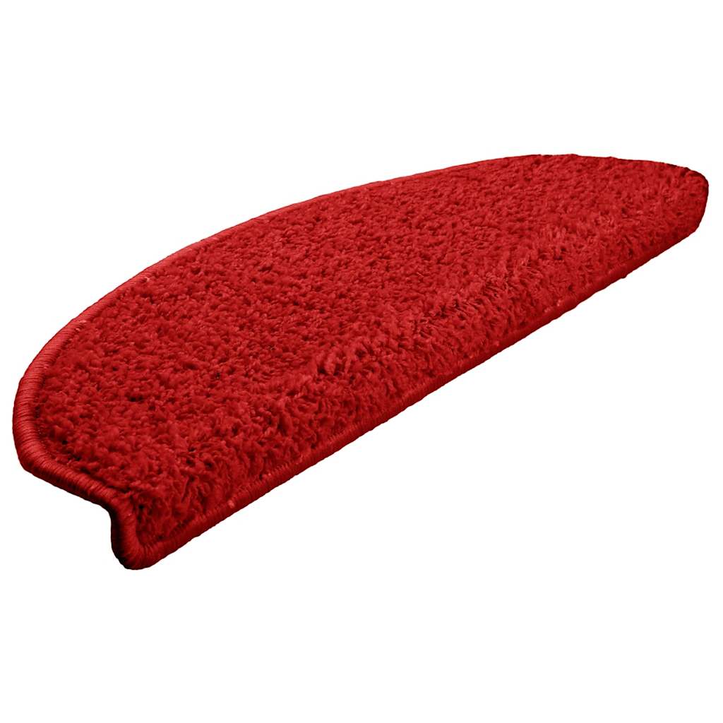 Tapetes de escada 15 peças 65x21x4 cm vermelho semicircular grande
