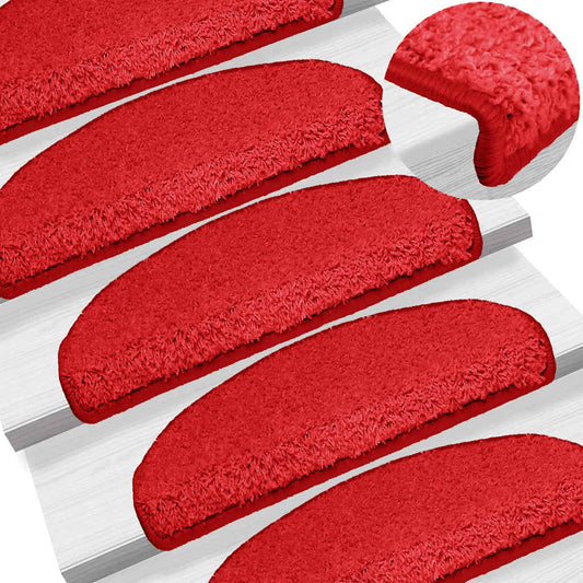 Tapetes de escada 15 peças 65x21x4 cm vermelho semicircular grande