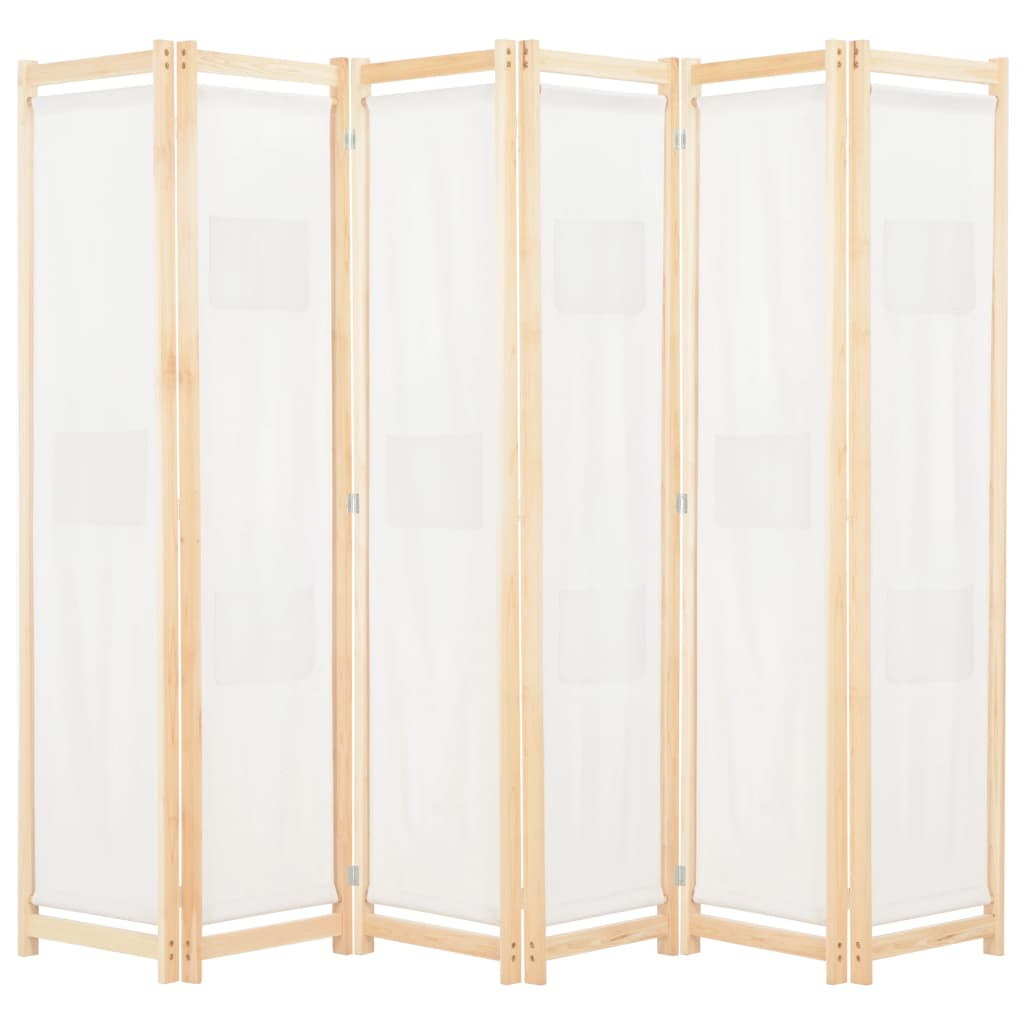Divisória de quarto com 6 painéis 240x170x4 cm tecido cor creme