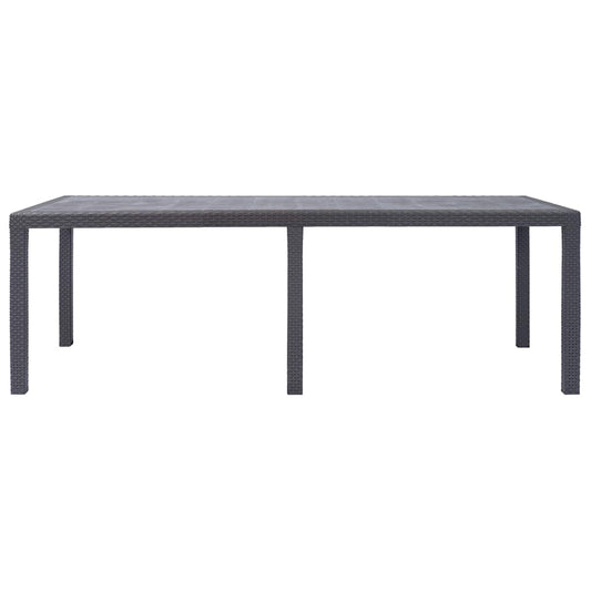 Mesa de jardim 220x90x72cm plástico castanho com aspeto de vime
