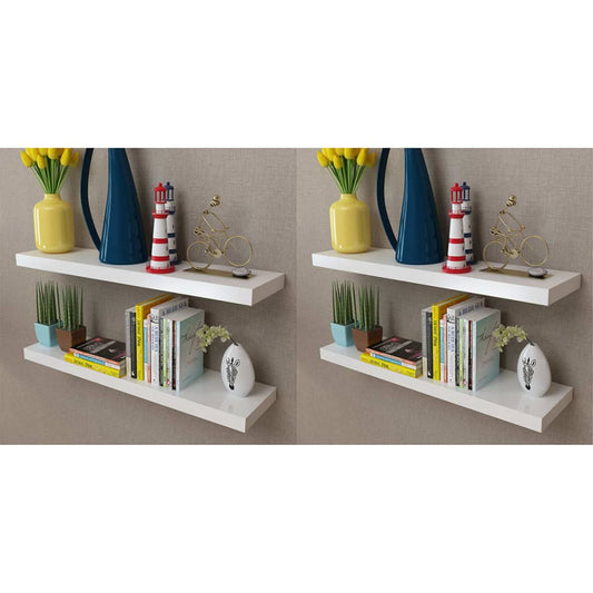 Prateleiras de parede 4 pcs branco 80 cm