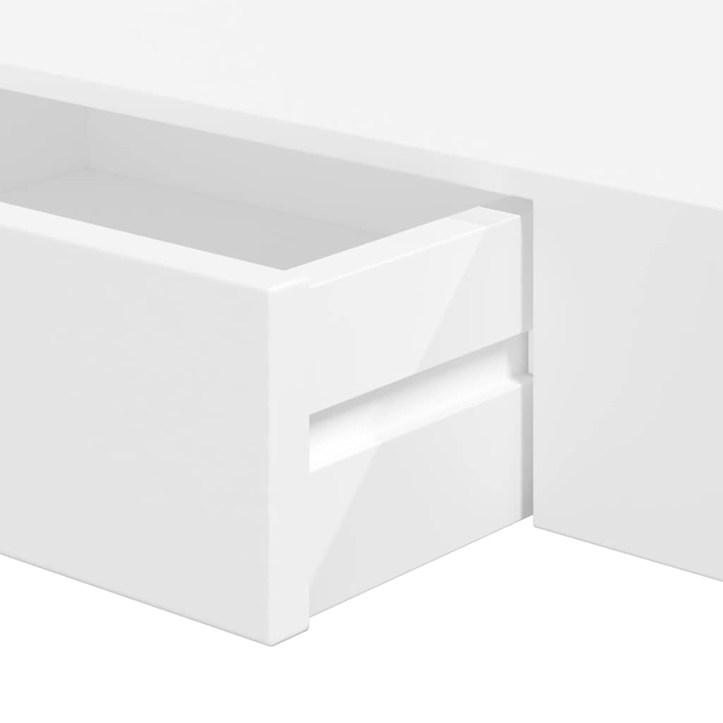 Prateleiras de parede suspensas com gavetas 2 pcs branco 48 cm