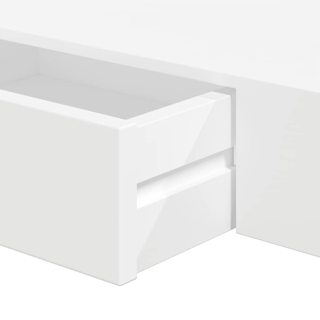 Prateleiras de parede suspensas com gavetas 2 pcs branco 48 cm