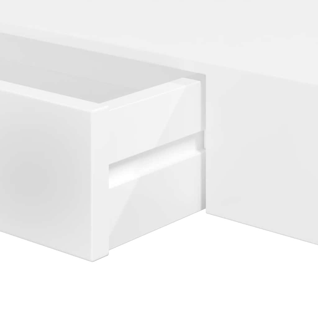 Prateleiras de parede suspensas com gavetas 2 pcs branco 80 cm