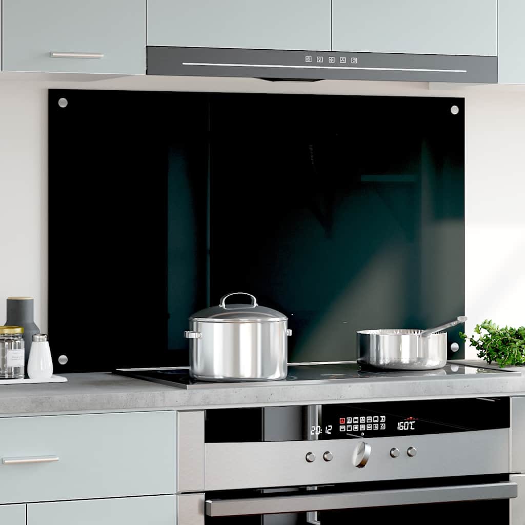 Painel anti-salpicos de cozinha 100x60 cm vidro temperado preto