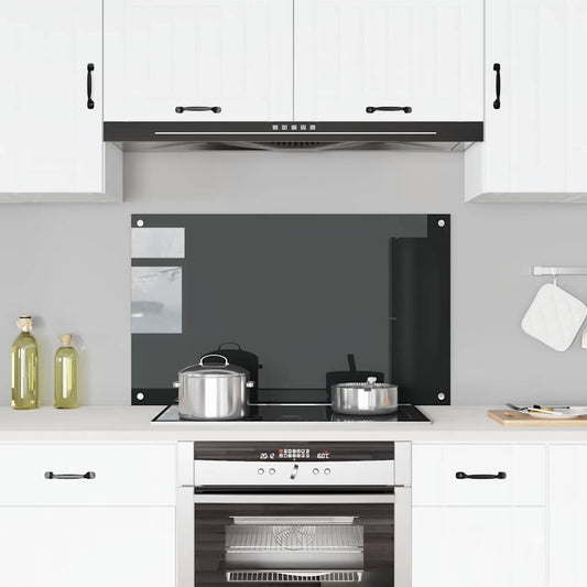 Painel anti-salpicos de cozinha 100x60 cm vidro temperado preto