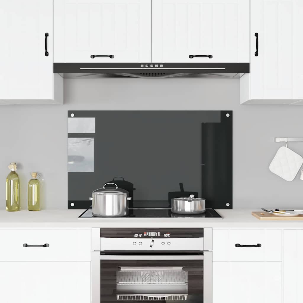 Painel anti-salpicos de cozinha 100x60 cm vidro temperado preto
