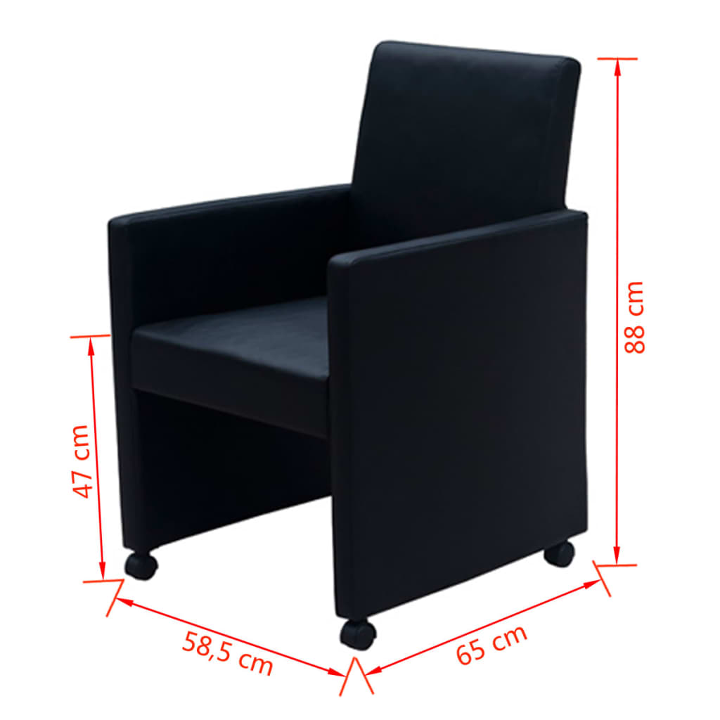 Cadeiras de jantar 4 pcs couro artificial preto