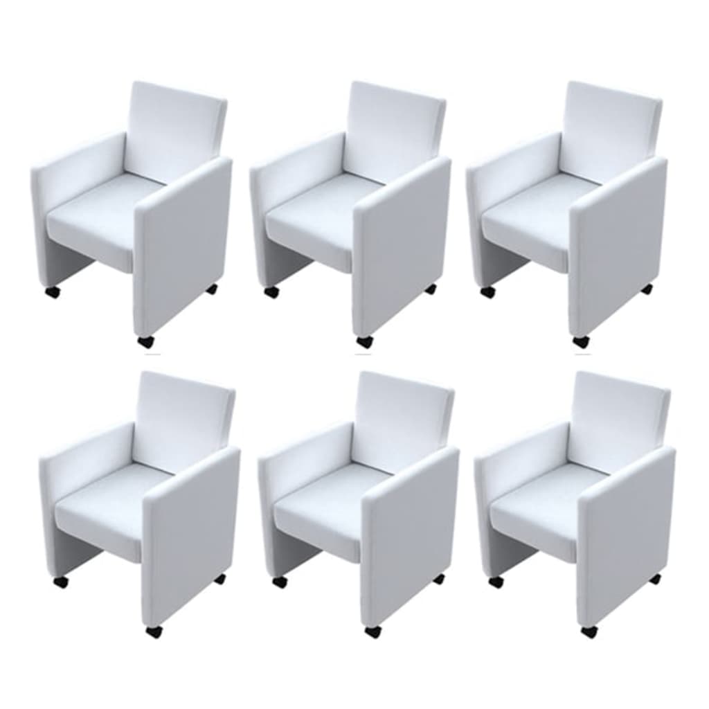 Cadeiras de jantar 6 pcs couro artificial branco