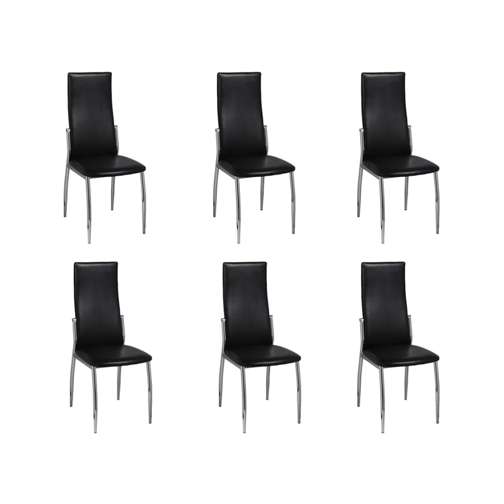 Cadeiras de jantar 6 pcs couro artificial preto