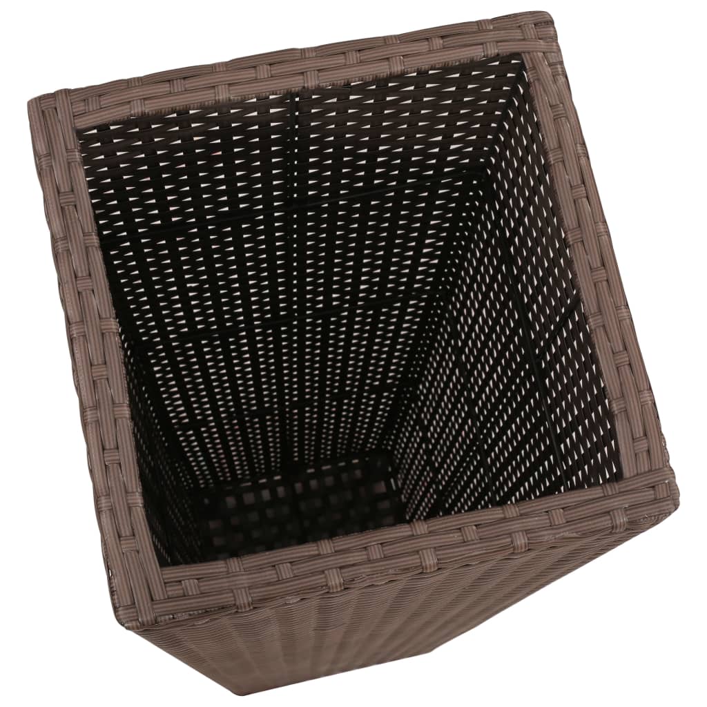Floreiras de jardim altas 3 pcs vime PE castanho