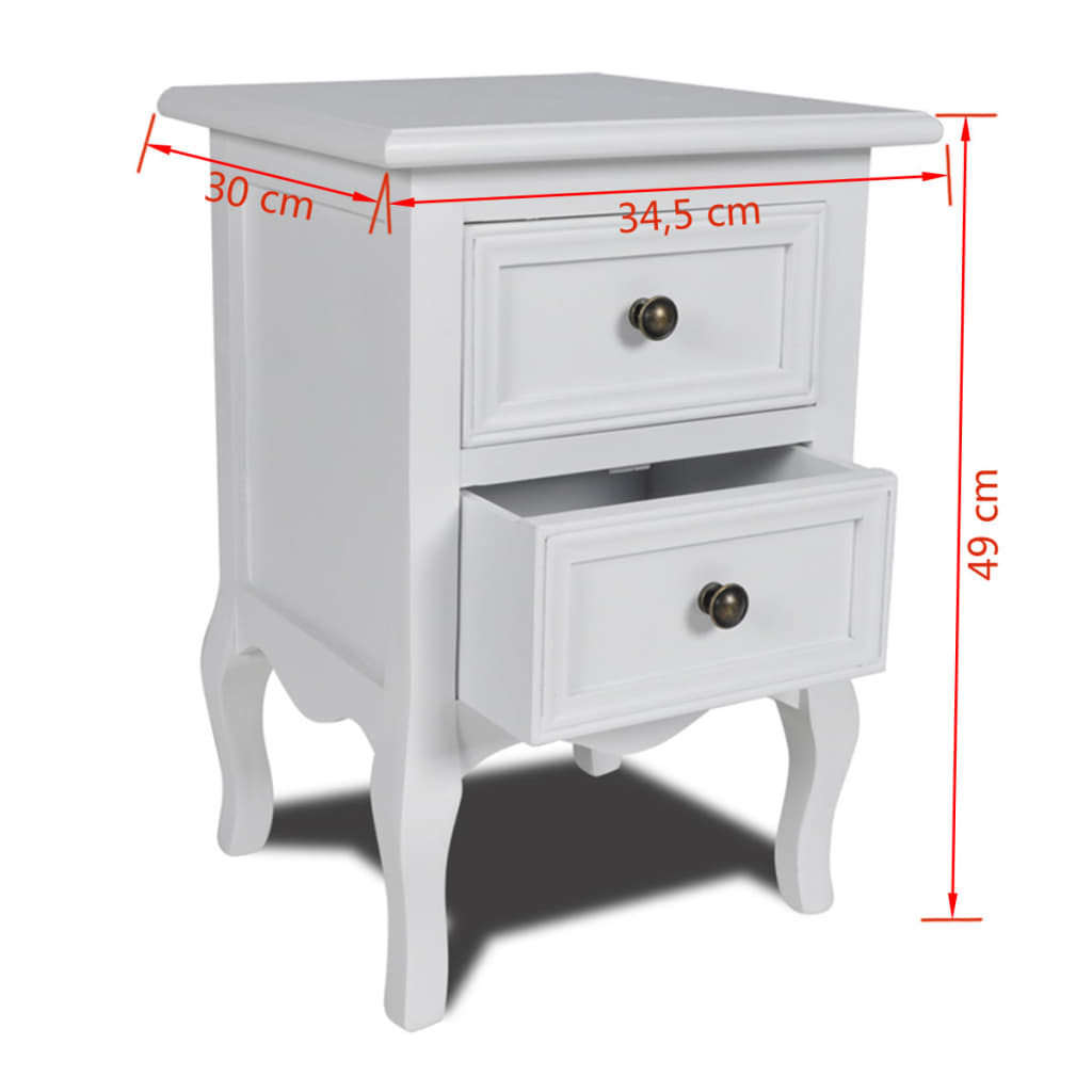 Mesa de cabeceira com 2 gavetas MDF branco
