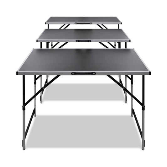 Conjunto mesas de campismo 3 pcs desdobráveis altura ajustável