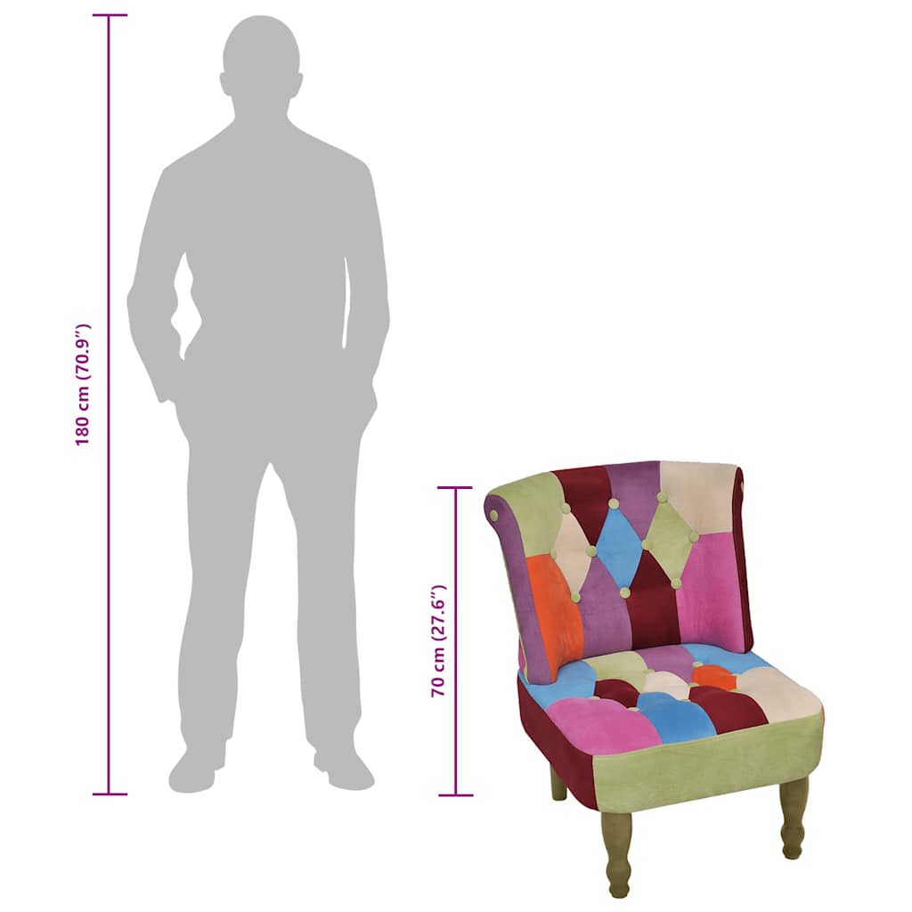 Cadeiras francesas tecido com design de retalhos, 2 pcs