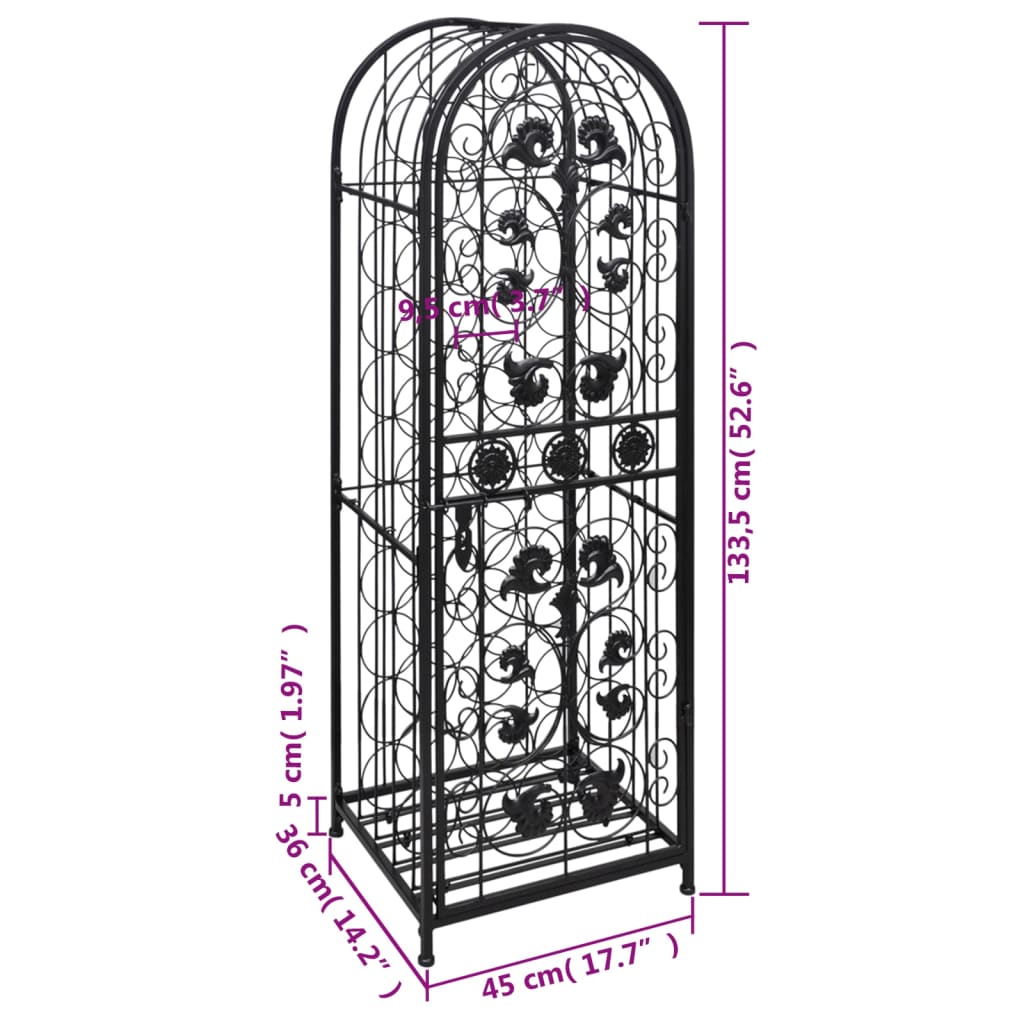 Garrafeira, suporte de metal para 45 garrafas de vinho