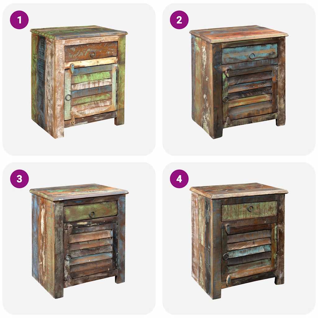 Mesa de apoio com 1 gaveta e 1 porta, madeira reciclada