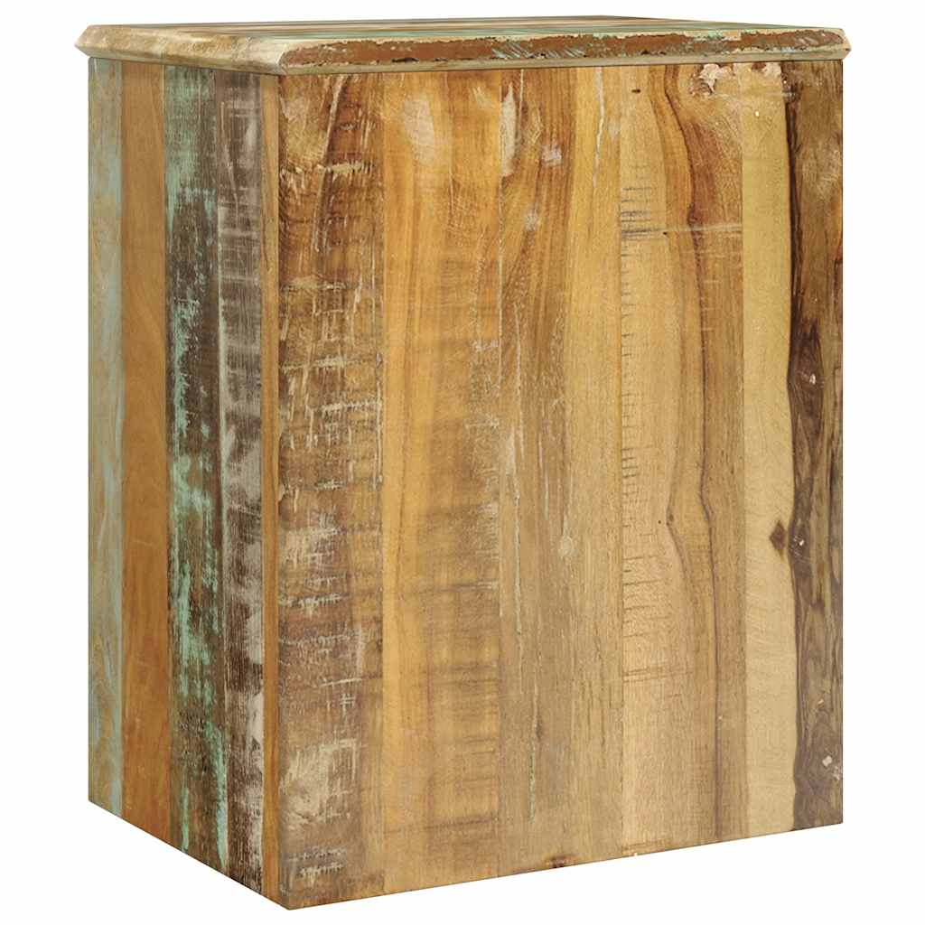 Mesa de apoio com 1 gaveta e 1 porta, madeira reciclada