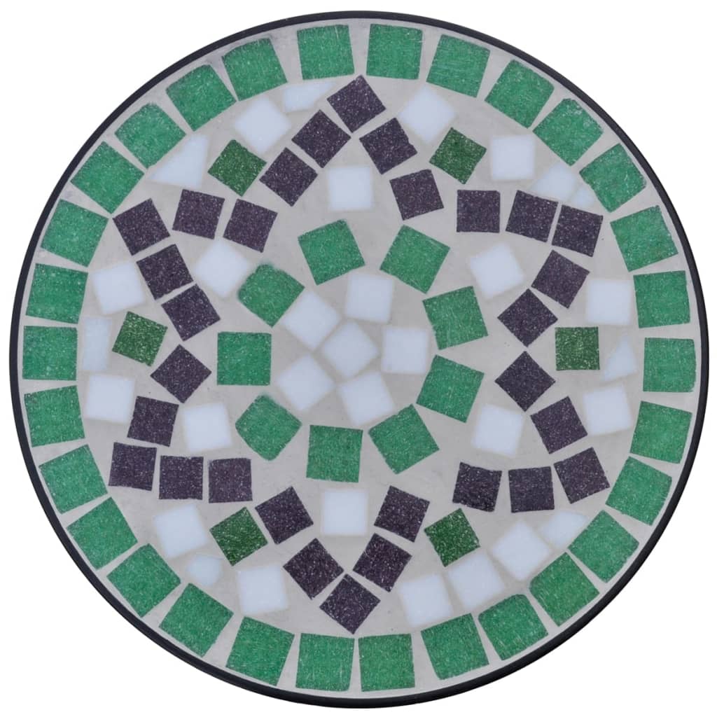 Mesa de apoio para plantas em mosaico verde e branco