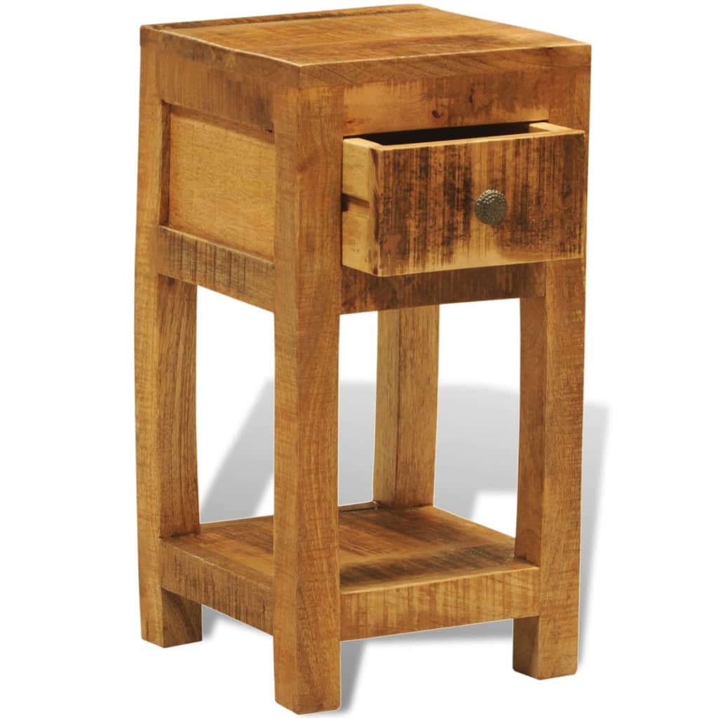 Mesa de cabeceira com 1 gaveta, madeira de mangueira maciça