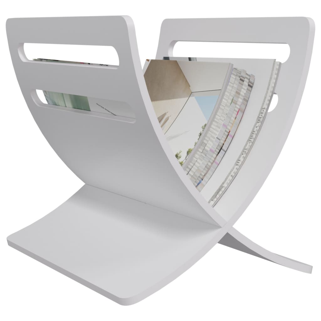 Porta-revistas de suporte no chão madeira branco