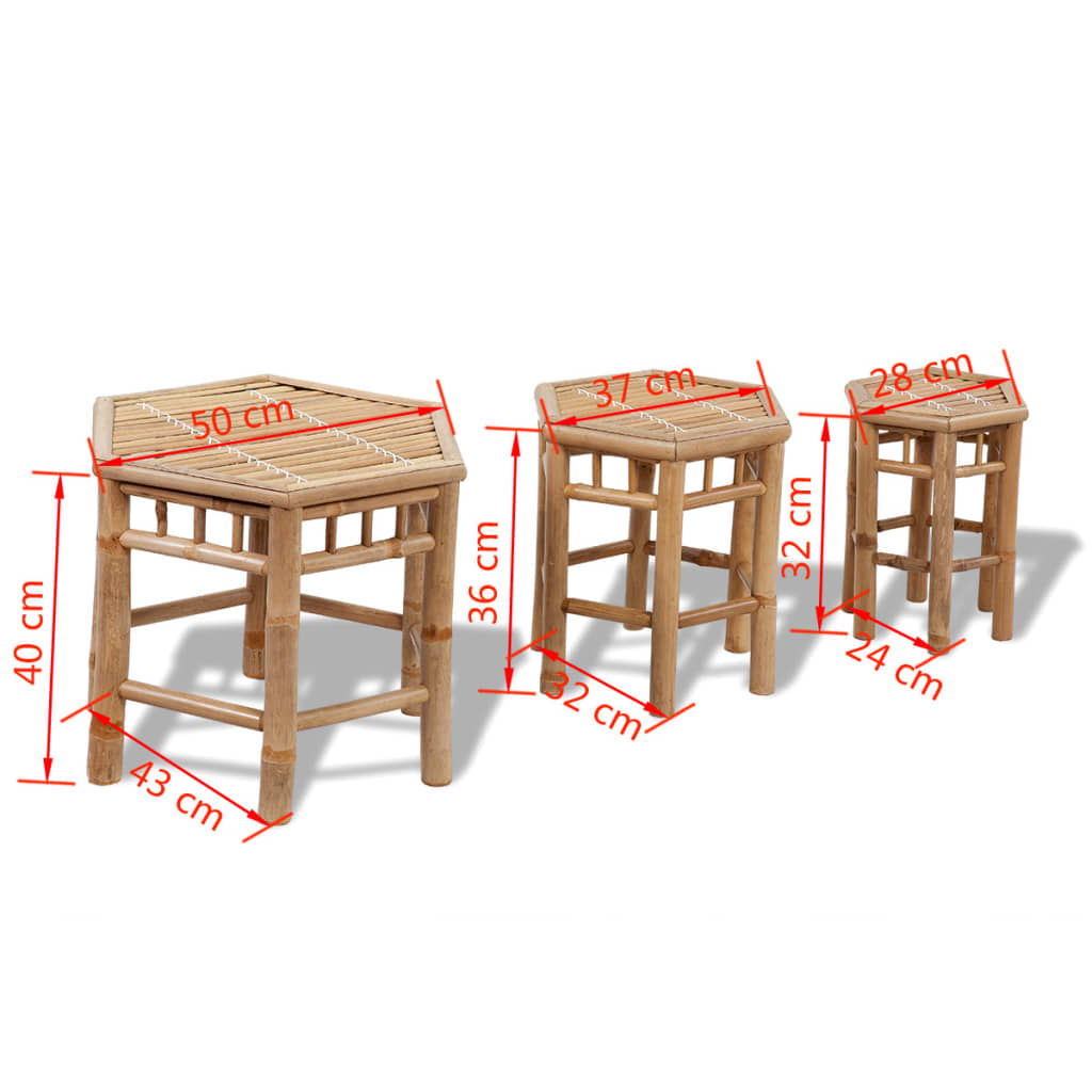 Bancos de jardim 3 pcs bambu