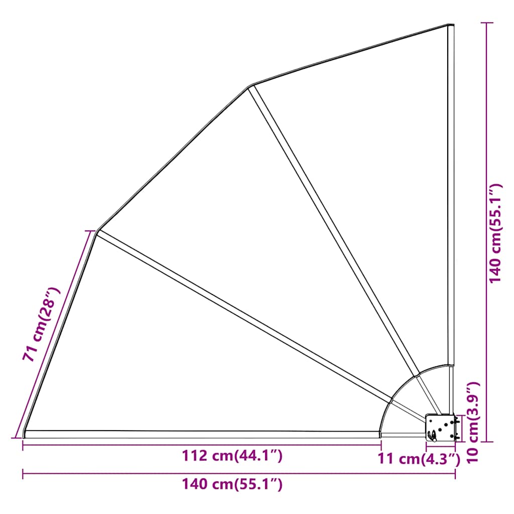 Toldo lateral dobrável para varanda 140x140 cm cinzento