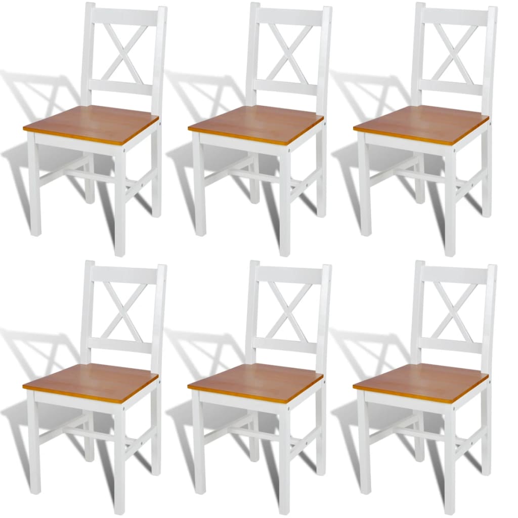 Cadeiras de jantar 6 pcs madeira de pinho branco