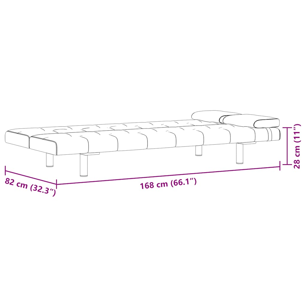 Sofa-cama ajustável com 2 almofadas couro artificial preto