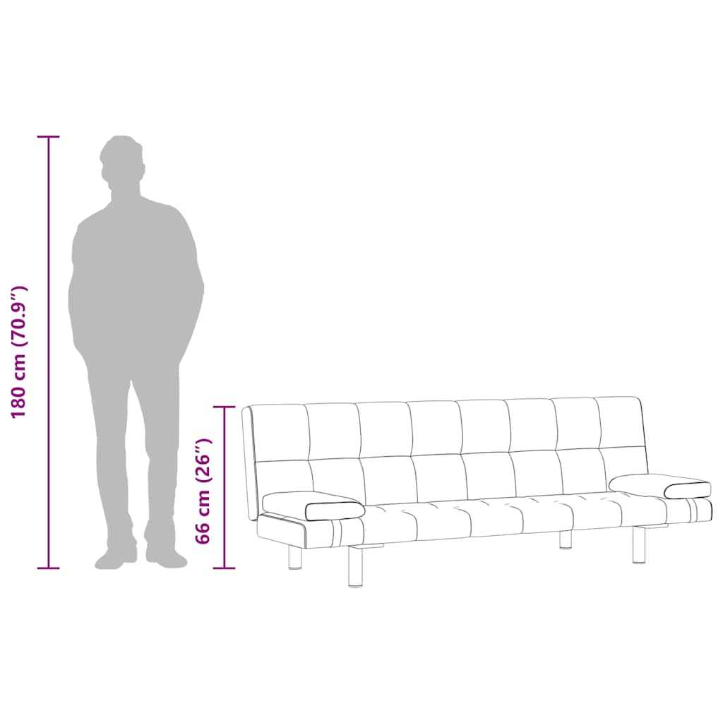 Sofá-cama ajustável c/ 2 almofadas couro artificial branco nata