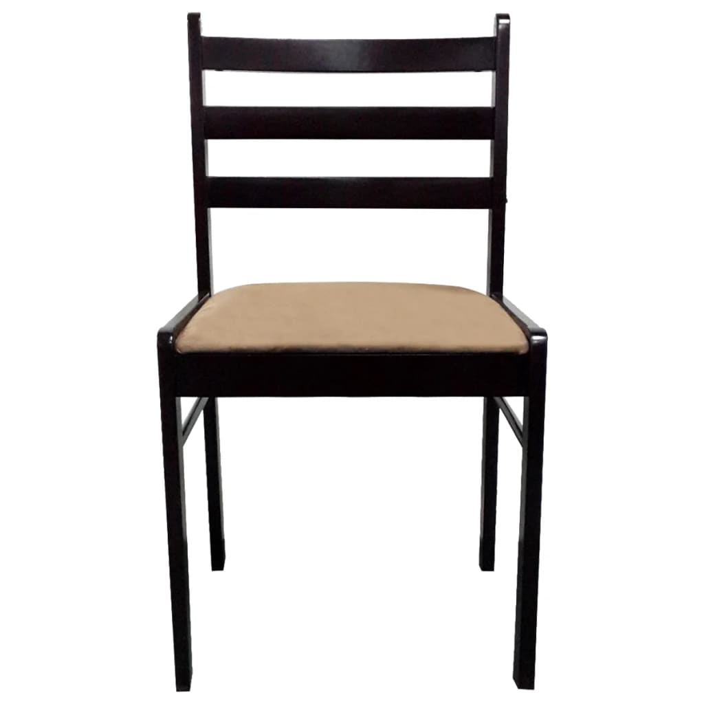 Cadeiras de jantar 2 pcs seringueira maciça e veludo castanho