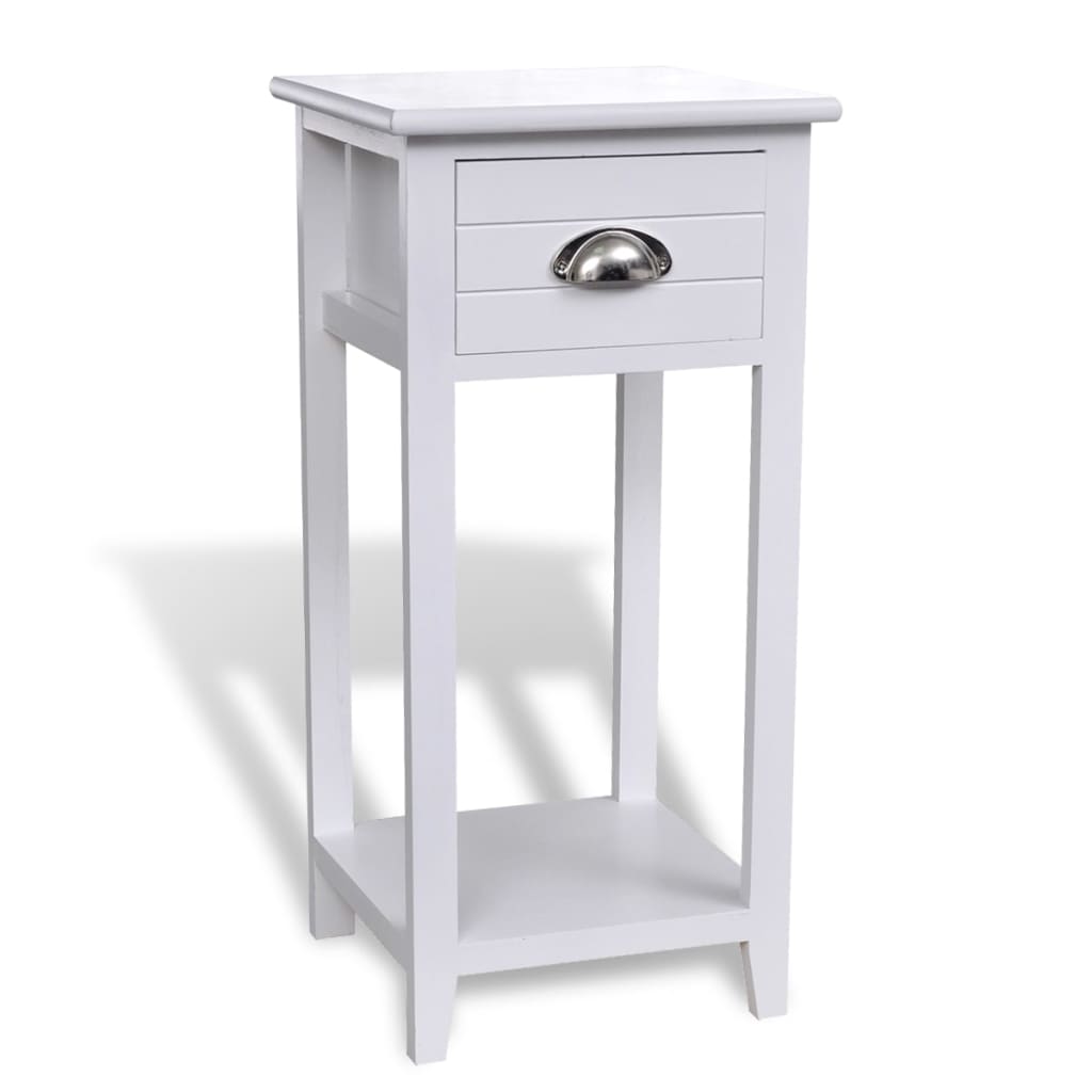 Mesa de cabeceira com 1 gaveta, branco