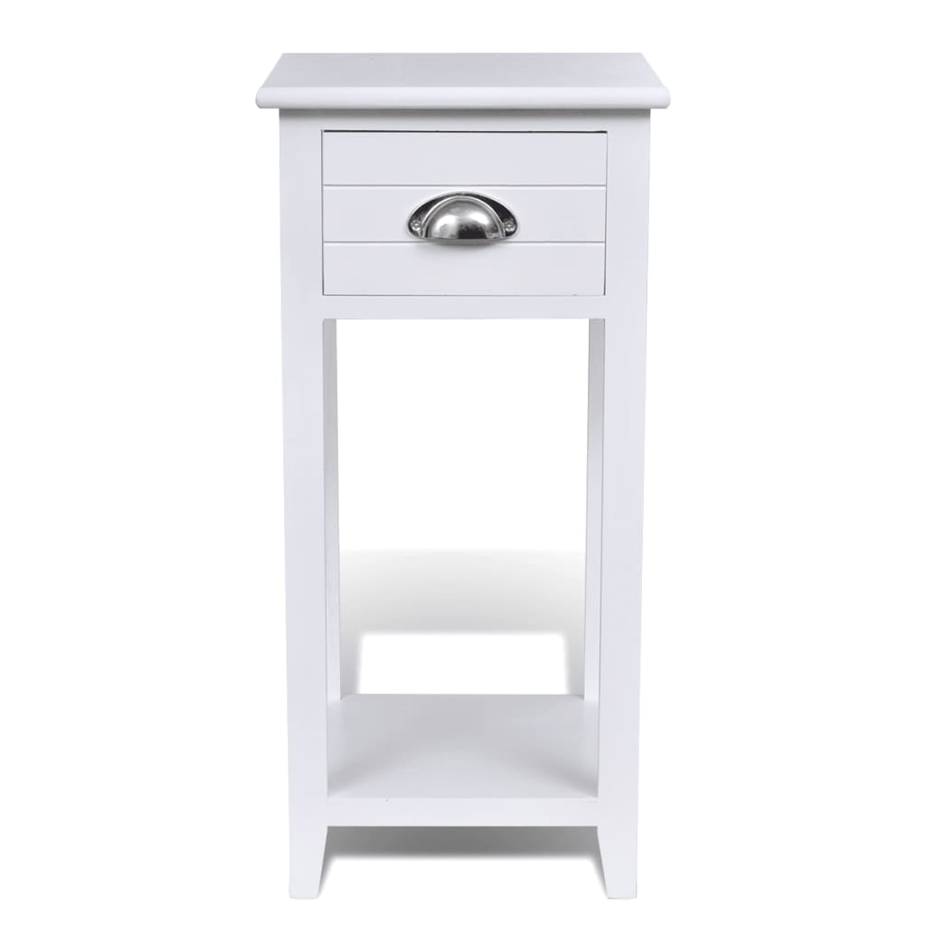 Mesa de cabeceira com 1 gaveta, branco