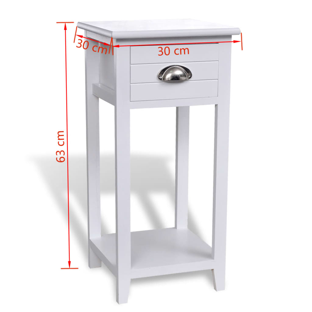Mesa de cabeceira com 1 gaveta, branco