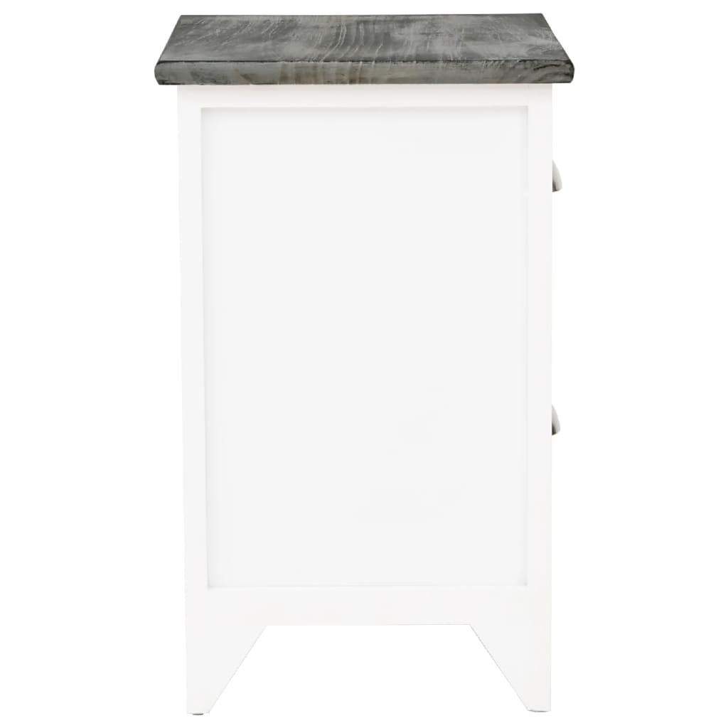 Mesa de cabeceira com 2 gaveta 2 pcs cinzento e branco
