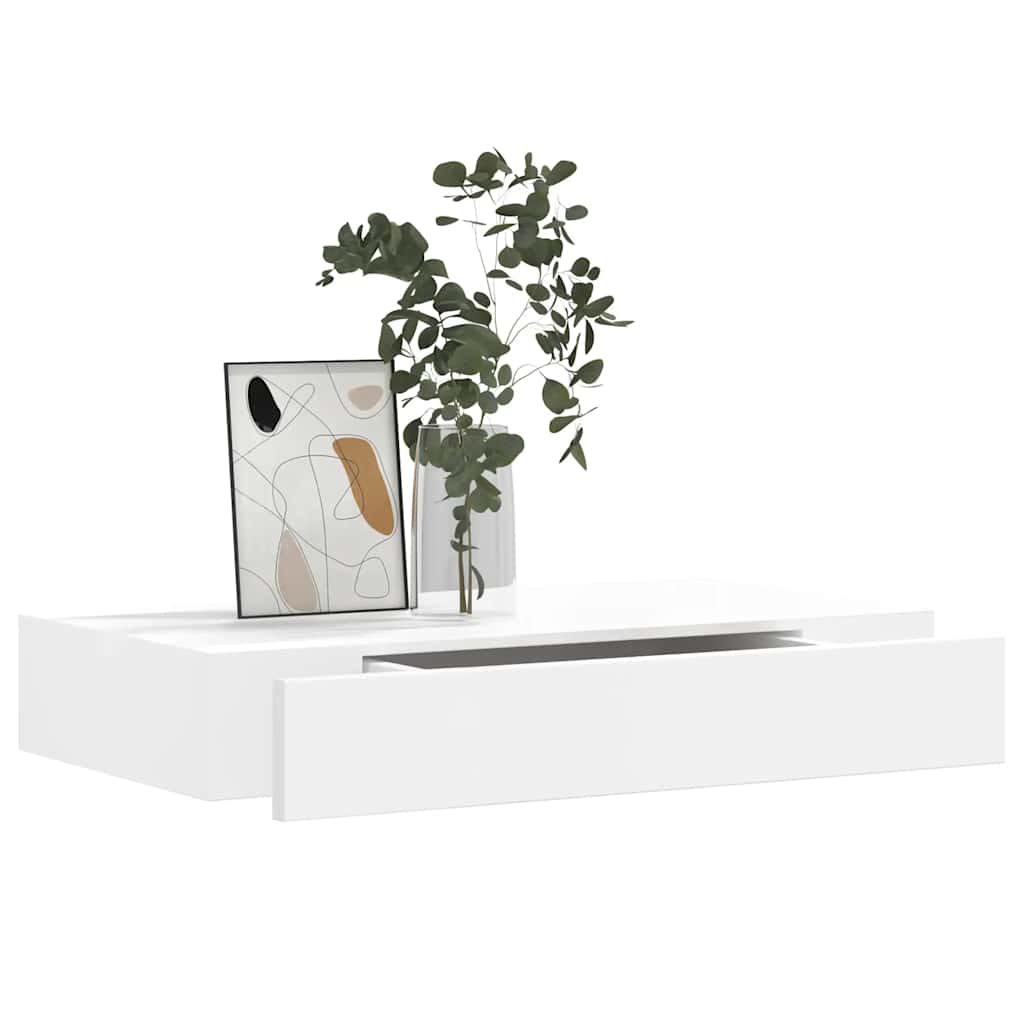 Prateleira de parede c/ 1 gaveta para livros/DVD MDF branco