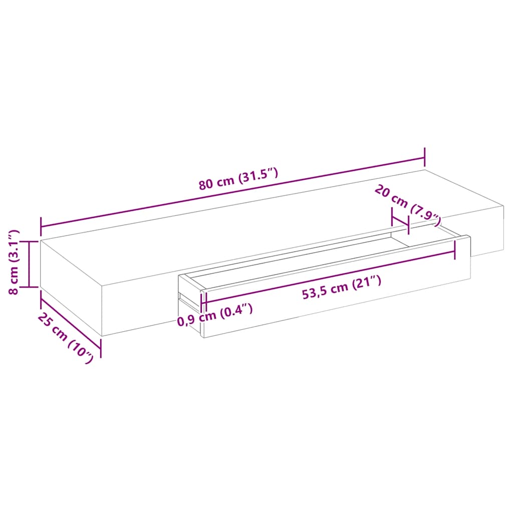 Prateleira de parede c/ 1 gaveta para livros/DVD MDF branco