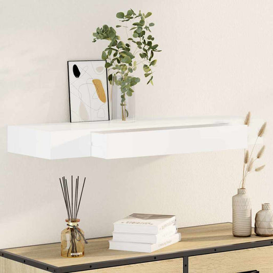 Prateleira de parede c/ 1 gaveta para livros/DVD MDF branco